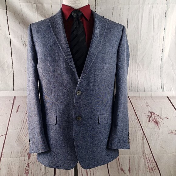 Chaps 44R 2 Button Blue Birdseye Suit Blazer Sport Coat - Picture 1 of 10
